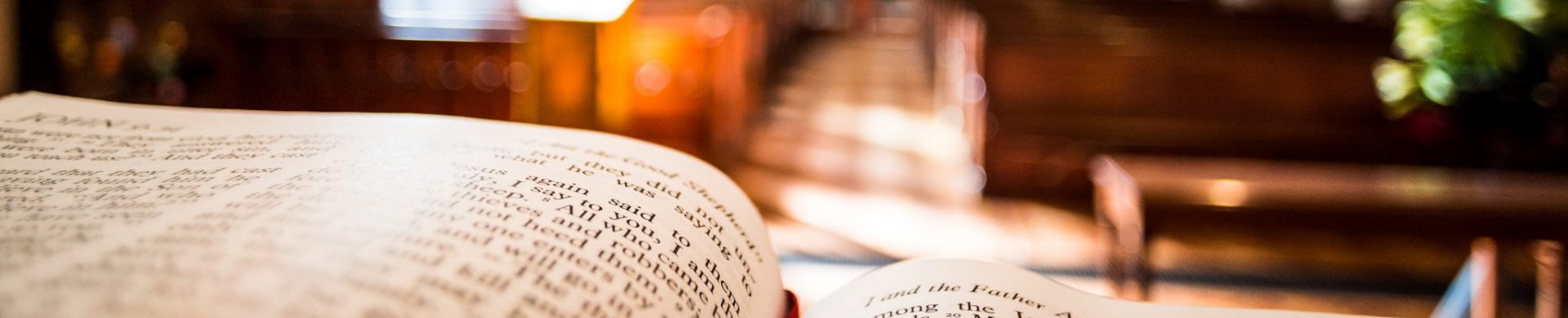 Open bible on altar inside church