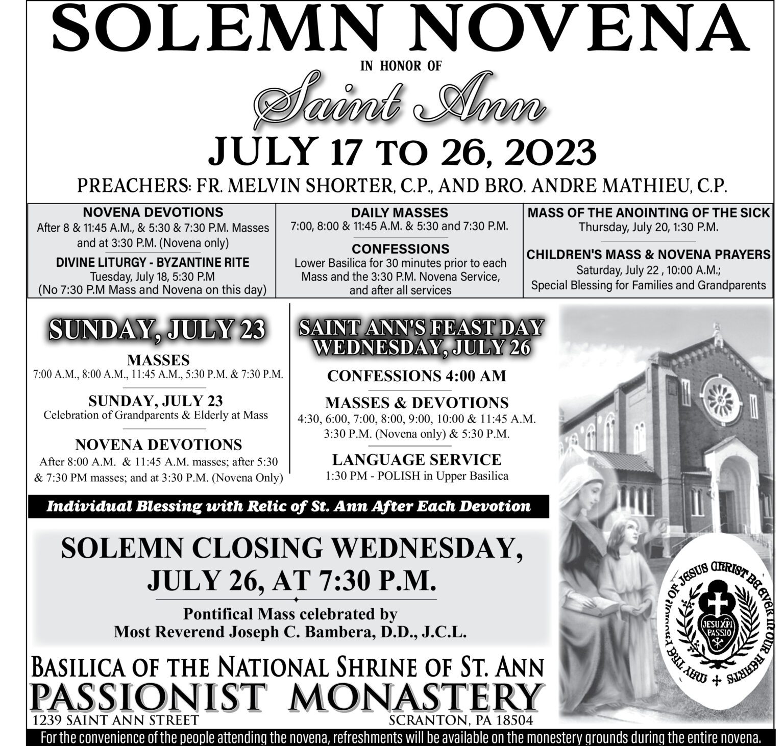 For 99th year, Solemn Novena to Saint Ann to open in Scranton Diocese